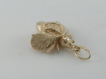 Vintage 9ct Gold Time Flies Clock Charm Pendant H/MK 1968