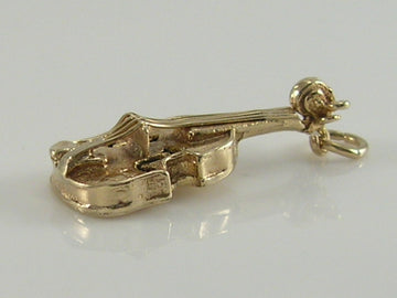 Vintage 3D 9ct Gold Violin Charm H/MK 1969
