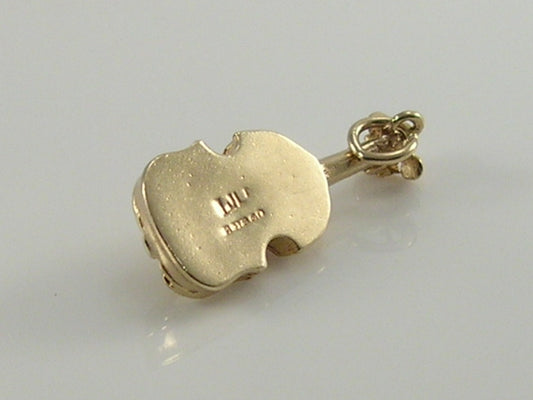 Vintage 3D 9ct Gold Violin Charm H/MK 1969