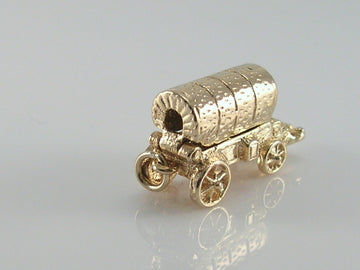 Vintage 9ct Gold Wild West Frontier Wagon Charm H/MK 1967