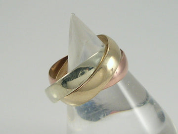 Vintage Solid 9ct Gold Tri Colour Russian Wedding Ring   H/MK 1991