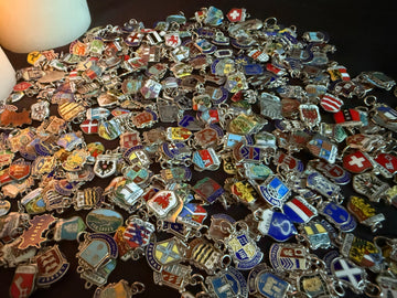 Vintage Silver Travel Shield Charms