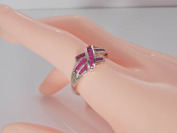 Vintage 9ct Gold Ruby Twisted Knot Design Cluster Ring  H/MK 2003 QVC