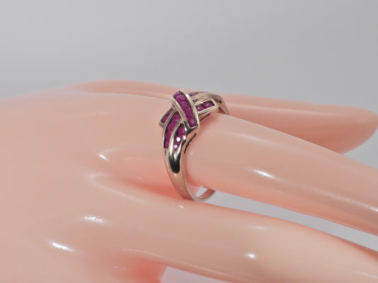 Vintage 9ct Gold Ruby Twisted Knot Design Cluster Ring  H/MK 2003 QVC