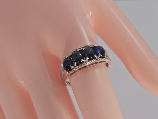 Vintage 9ct Gold Sapphire Blue Cabochon Ring  H/MK 2005