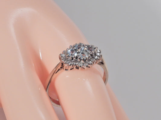Vintage 9ct Gold Topaz & Diamond Ring  H/MK Sheffield Assay