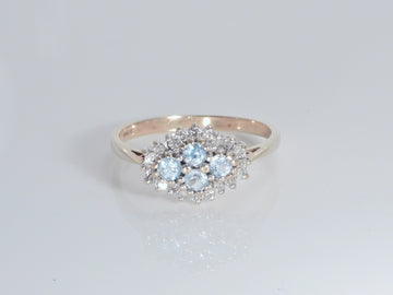Vintage 9ct Gold Topaz & Diamond Ring  H/MK Sheffield Assay