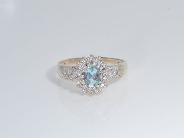 Vintage 9ct Gold Topaz & Diamond Ring  H/MK