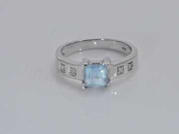 Vintage 9ct Gold Topaz & Diamond Ring  H/MK