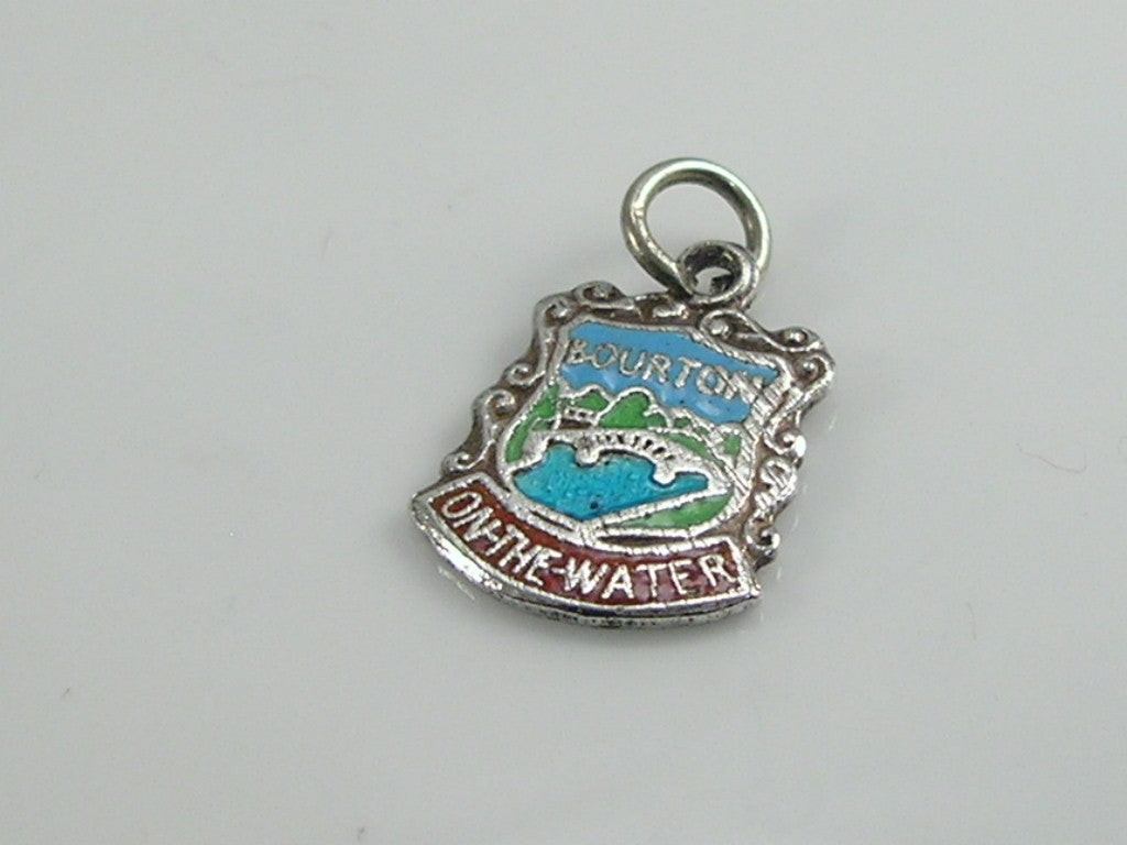 Vintage Silver Bourton on the Water Travel Shield Charm