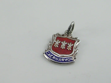 Vintage Silver Caernarvon Travel Shield Charm