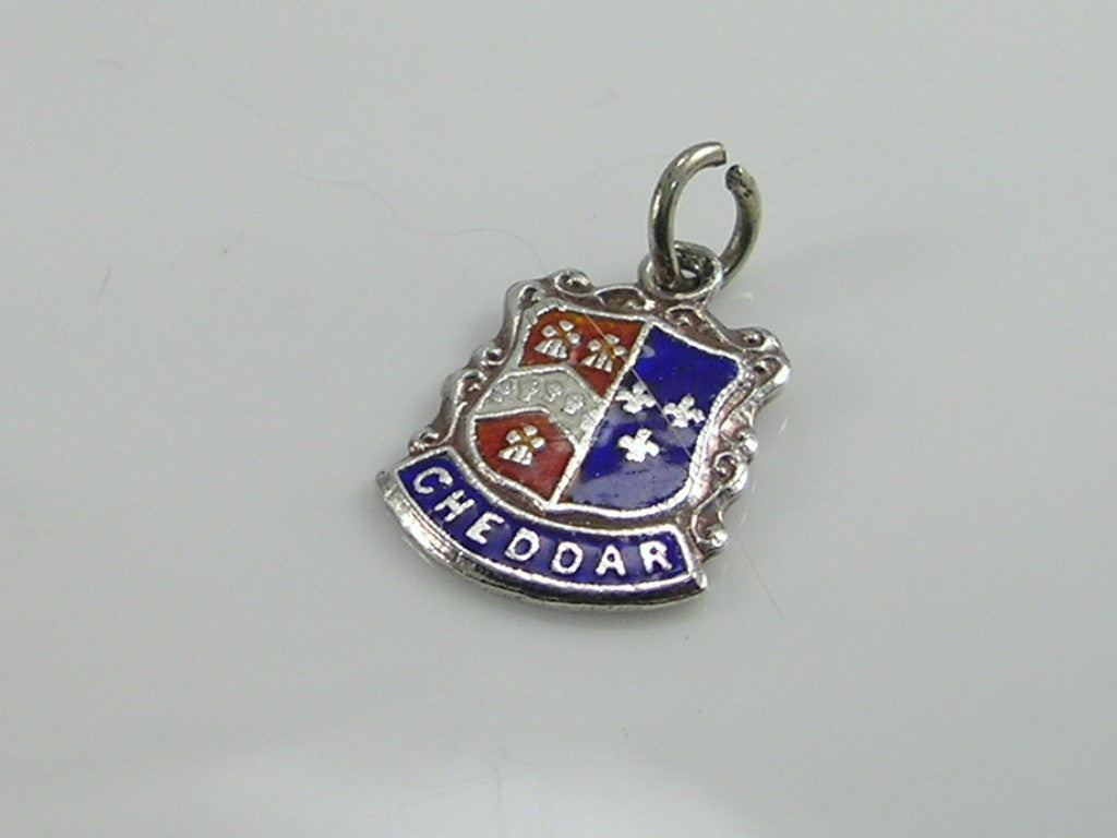 Vintage Silver Cheddar Travel Shield Charm