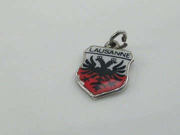 Vintage Silver Lausanne Travel Shield Charm