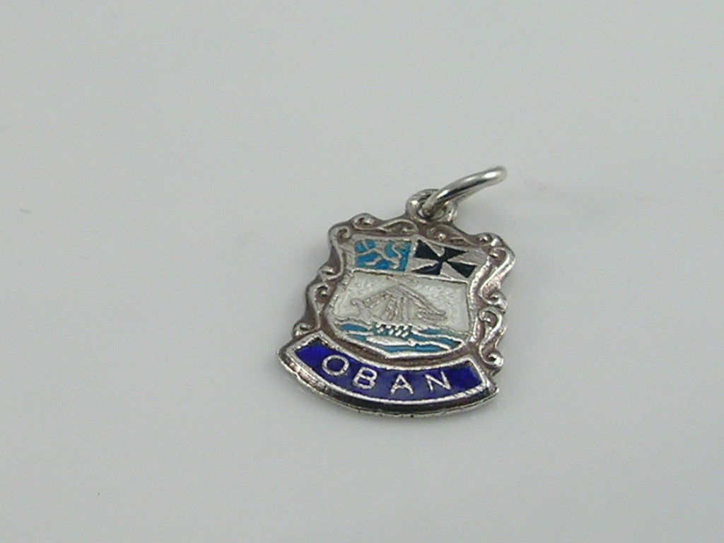 Vintage Silver Oban Travel Shield Charm