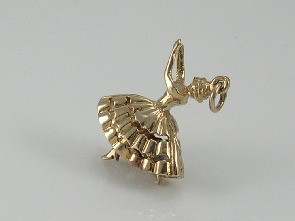 Vintage 9ct Gold Movable Ballerina Charm Pendant H/MK 1967