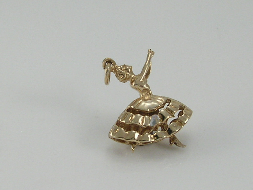 Vintage 9ct Gold Movable Ballerina Charm Pendant H/MK 1967