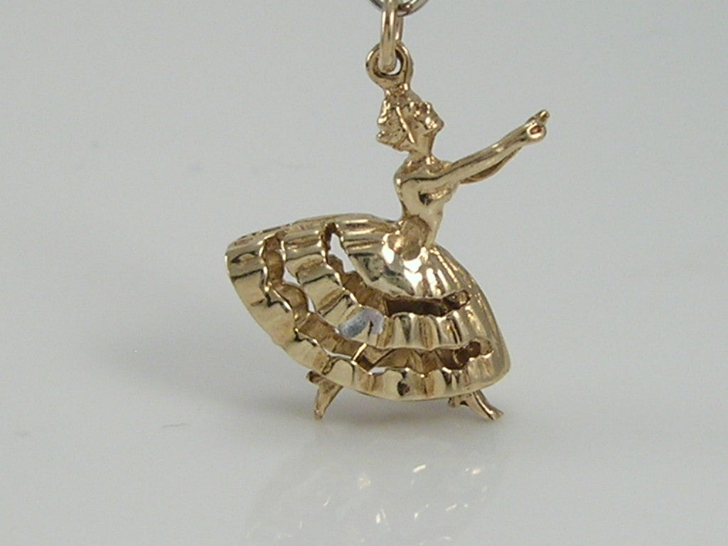 Vintage 9ct Gold Movable Ballerina Charm Pendant H/MK 1967