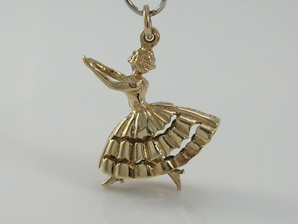 Vintage 9ct Gold Movable Ballerina Charm Pendant H/MK 1967