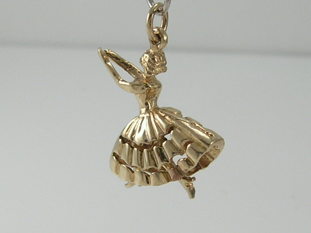 Vintage 9ct Gold Movable Ballerina Charm Pendant H/MK 1967