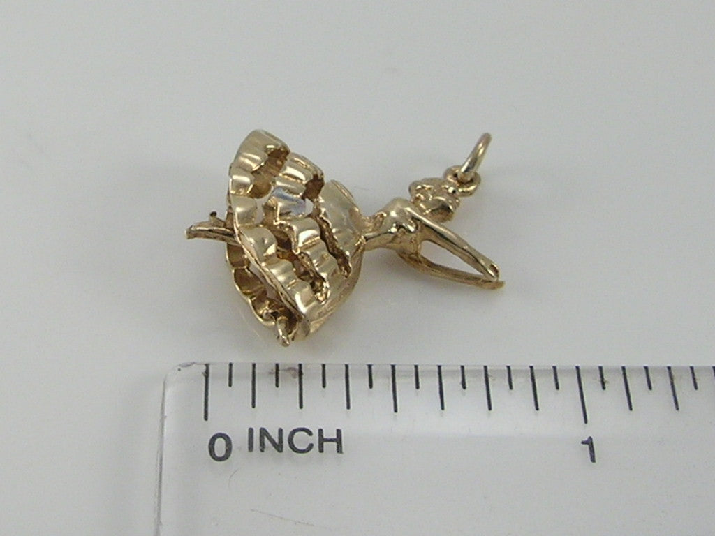 Vintage 9ct Gold Movable Ballerina Charm Pendant H/MK 1967