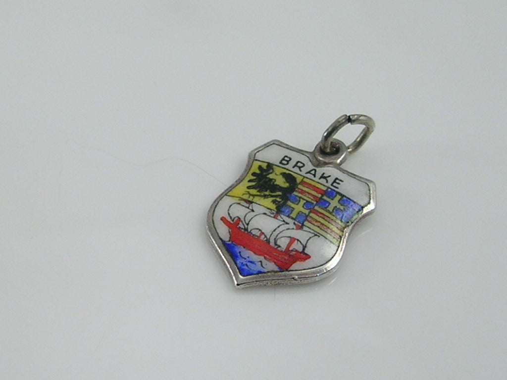 Vintage Silver Brake Travel Shield Charm