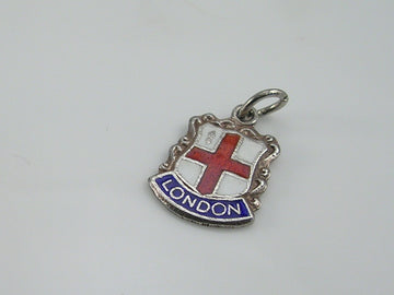 Vintage Silver London Travel Shield Charm