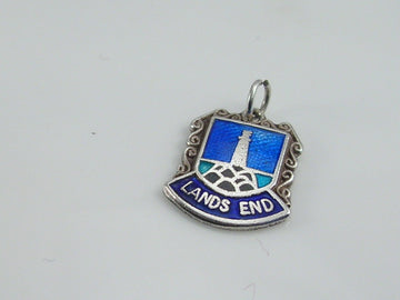 Vintage Silver Lands End Travel Shield Charm