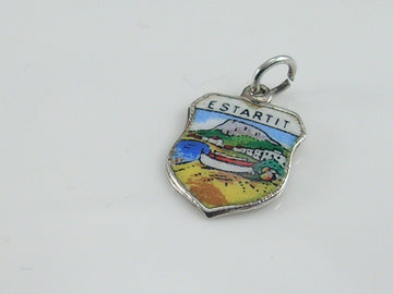 Vintage Silver Estartit Travel Shield Charm