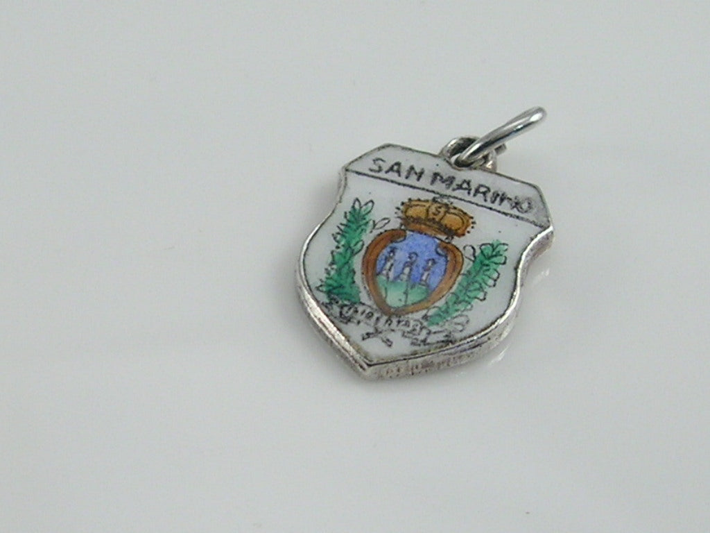 Vintage Silver San Marino Travel Shield Charm