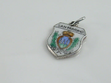 Vintage Silver San Marino Travel Shield Charm