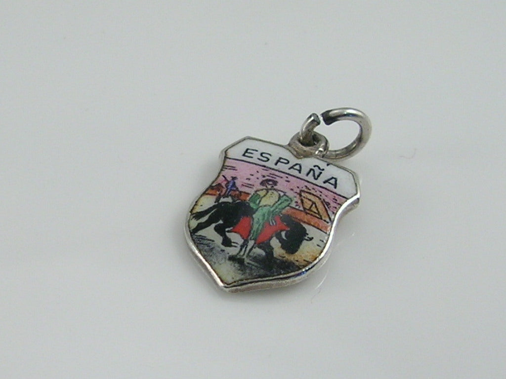 Vintage Silver Espana Travel Shield Charm