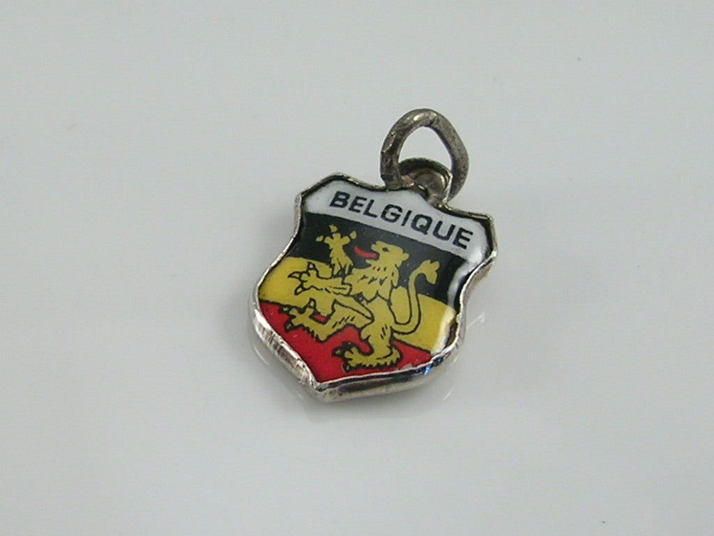 Vintage Silver Belgique Travel Shield Charm
