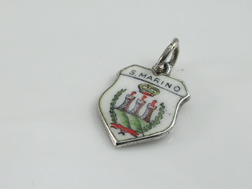 Vintage Silver San Marino Travel Shield Charm