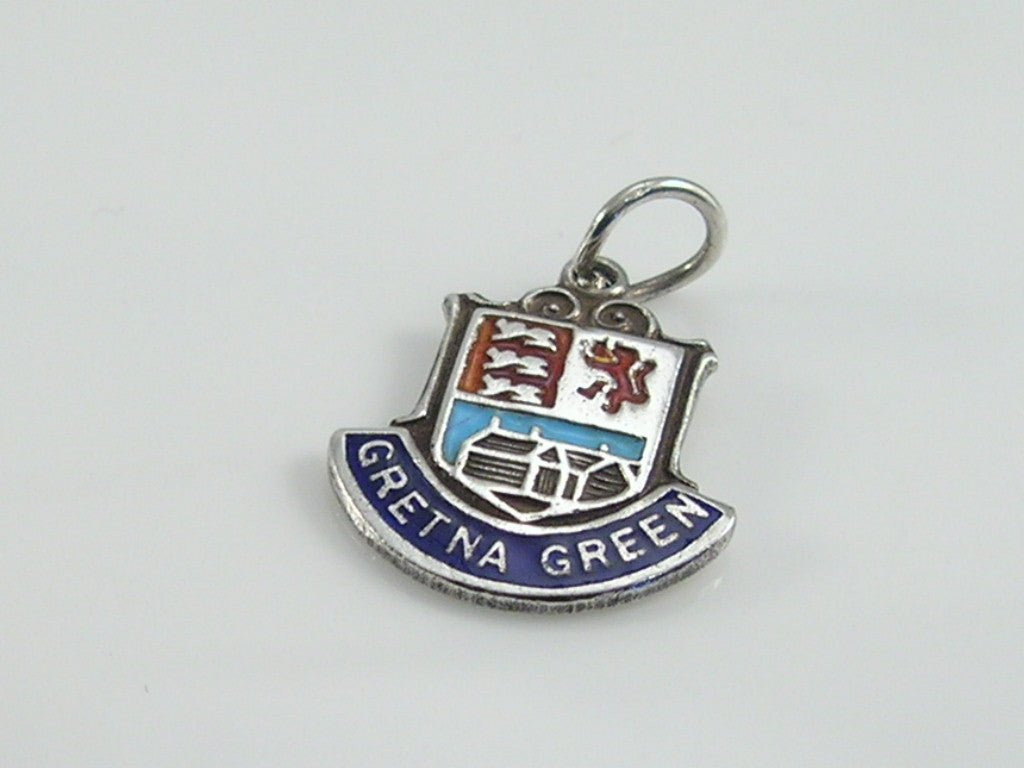 Vintage Silver Gretna Green Travel Shield Charm