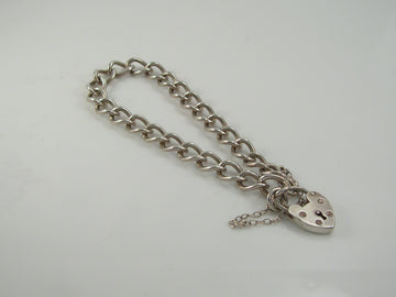 Vintage Sterling Silver Curb Link Padlock Bracelet 14.4g
