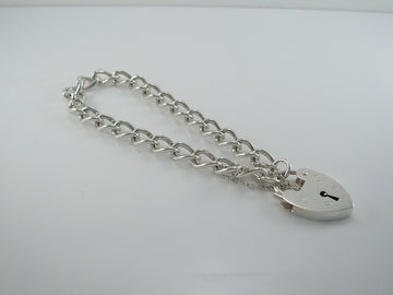 Vintage Sterling Silver Curb Link Padlock Bracelet 15.6g