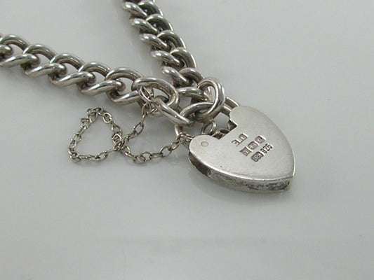 Vintage Sterling Silver Curb Link Padlock Bracelet 16.4g