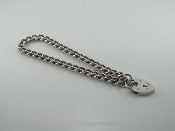 Vintage Sterling Silver Curb Link Padlock Bracelet 16.4g