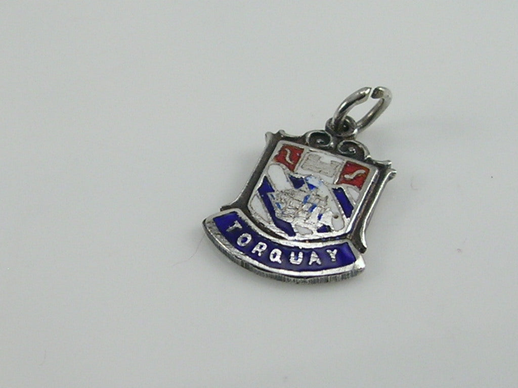 Vintage Silver Torquay Travel Shield Charm