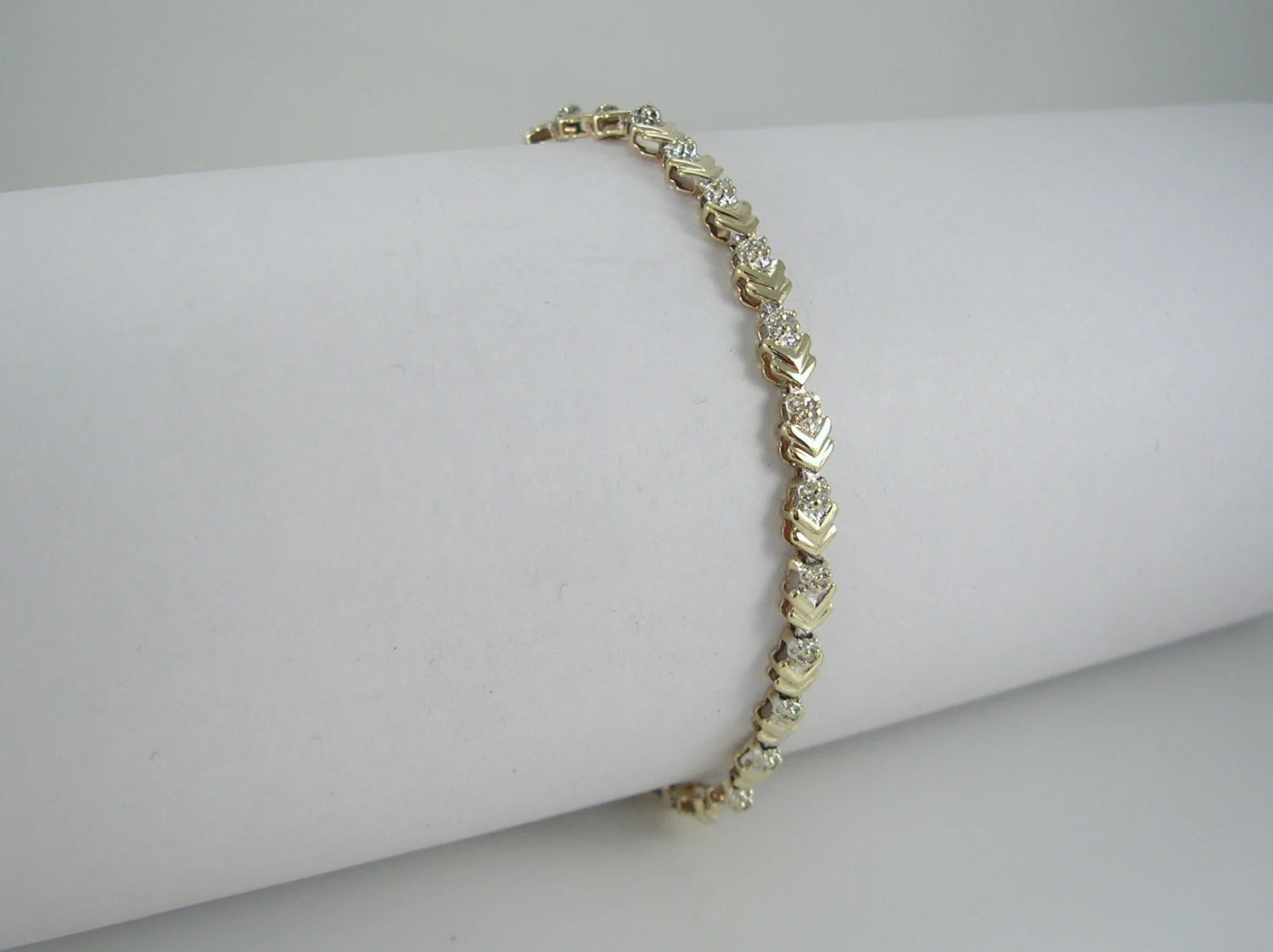 Vintage 9ct Gold Diamond Tennis Bracelet