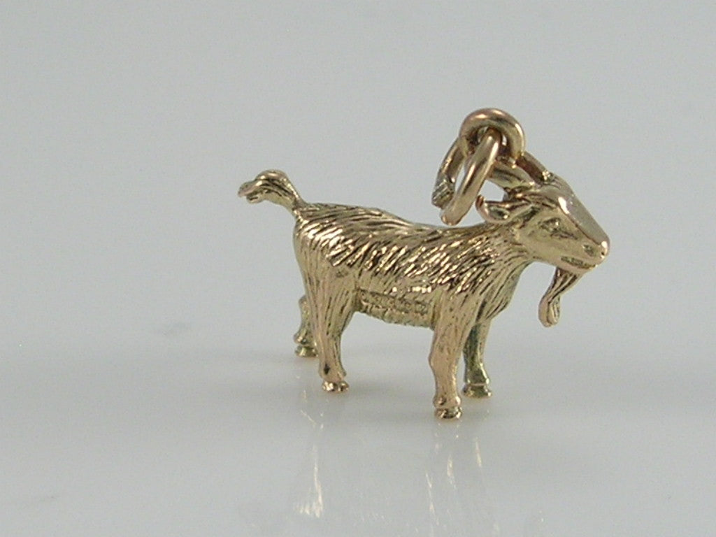 Vintage 3D 9ct Gold Billy Goat Charm H/MK 1970