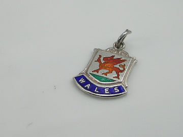 Vintage Silver Wales Travel Shield Charm