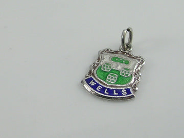 Vintage Silver Wells Travel Shield Charm