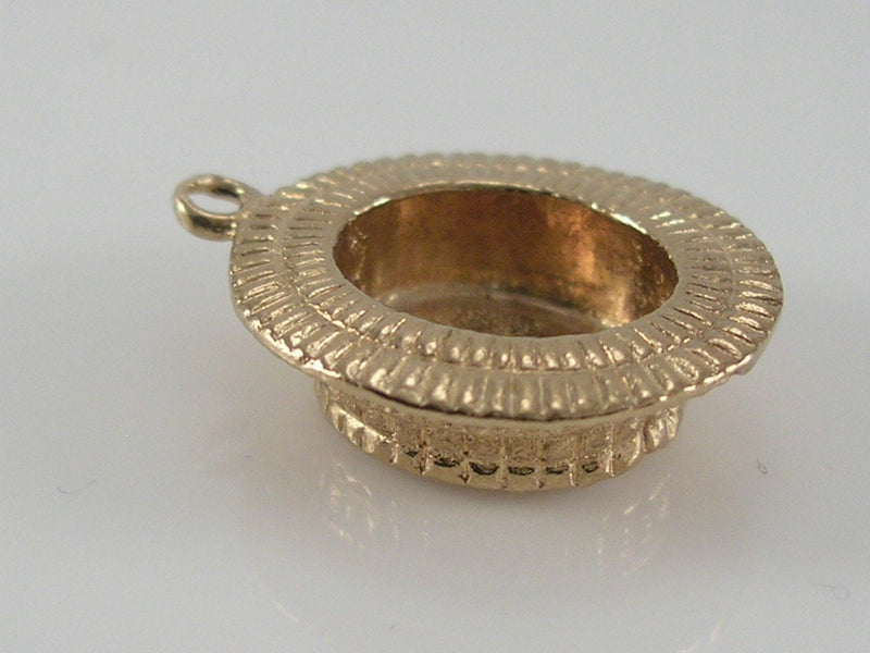 Vintage 3D 9ct Gold Straw Boater Hat Charm H/MK 1972  FM