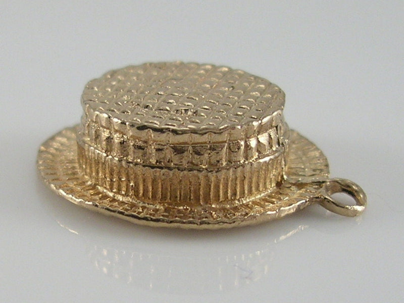 Vintage 3D 9ct Gold Straw Boater Hat Charm H/MK 1972  FM