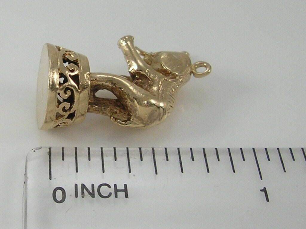 Vintage 3D 9ct Gold Elephant Fob Charm H/MK 1957  FM