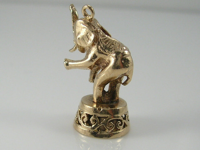 Vintage 3D 9ct Gold Elephant Fob Charm H/MK 1957  FM