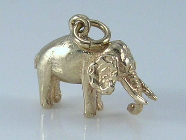 Vintage 3D 9ct Gold Elephant Charm H/MK 1978