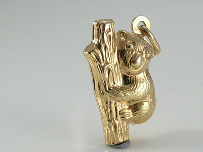 Vintage UnoAErre 9ct Gold Koala Bear in Tree Charm Pendant H/MK