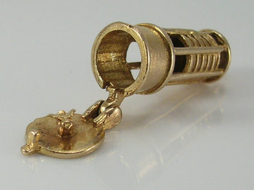 Vintage 3D 9ct Gold Chim Miners Lamp Canary Bird Charm  H/MK 1972